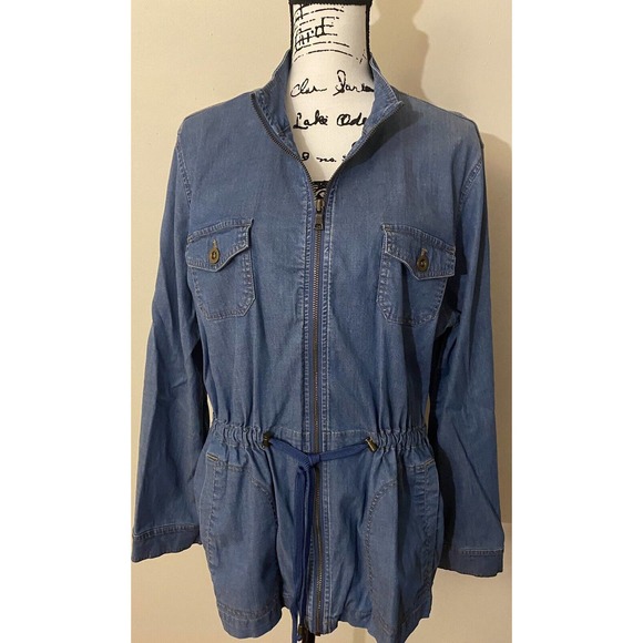 Denim & Company Jackets & Blazers - Women’s QVC Denim & Company Size Large Shackleton Jacket Drawstring Pullcord